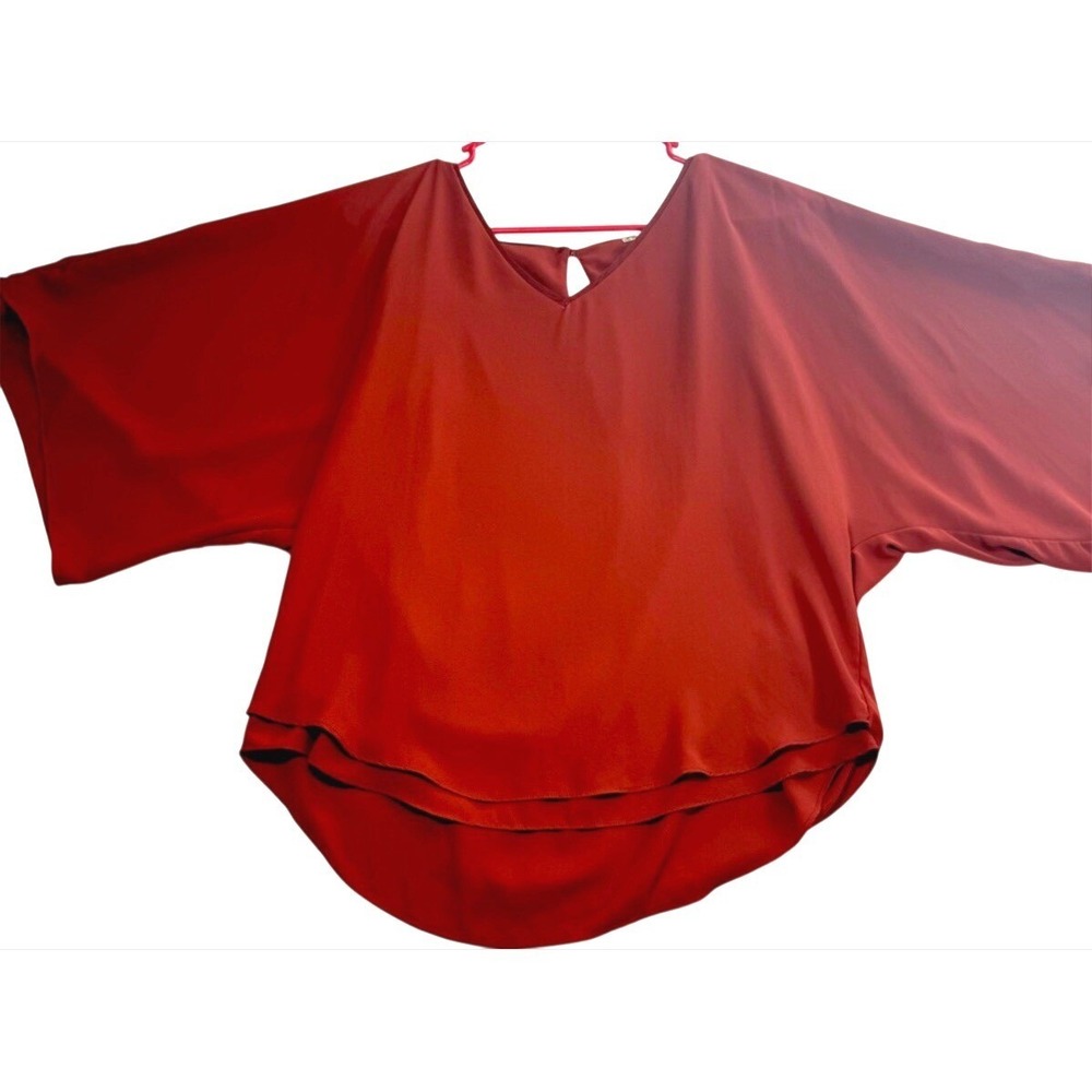 White House Black Market Rust‎ Layered Kimono Sleeve Flowy Top Shirt S